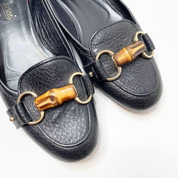 Gucci Classic Vintage Bamboo Horse Bit Black Leather Loafer Flats Women’s Size 7 - Picture 10 of 12